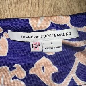 Diane Von Furstenberg Blue and Cream Long Sleeve Dress